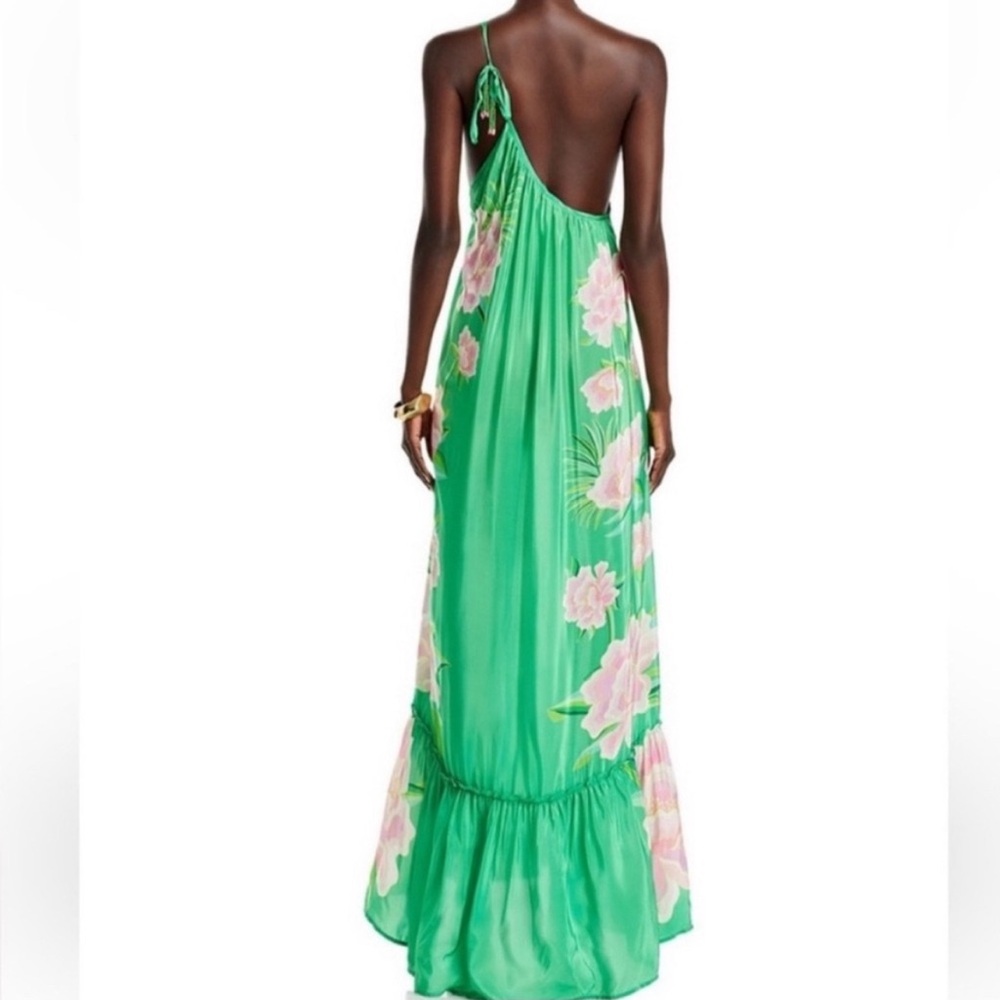 FARM Rio Green One-Shoulder Maxi Dress with Pink Floral Print - Picture 3 of 11